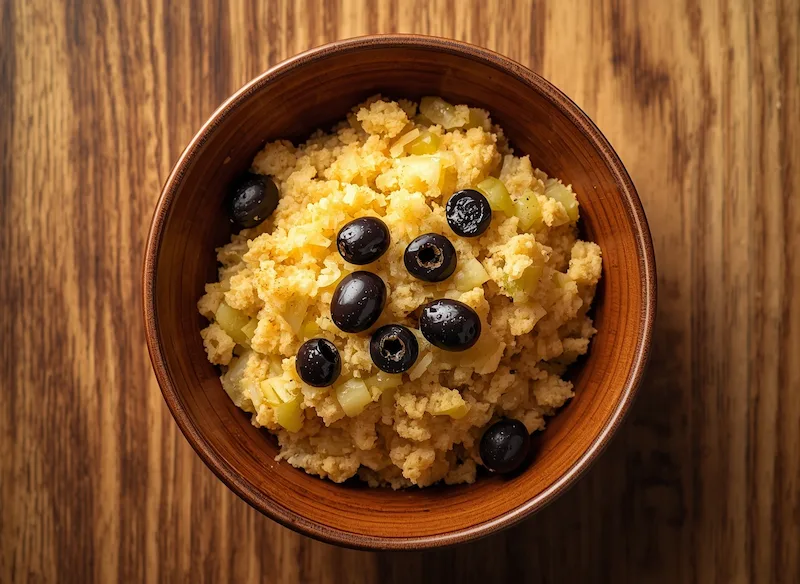 Farofa Low Carb com Azeitonas e Alho-Poró